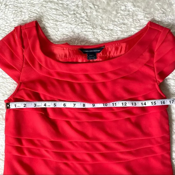 French Connection Tiered Layered Summer Coral Penny Dress Size 40 - Picture 6 of 12